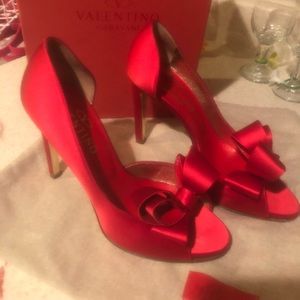 Valentino red silk pumps